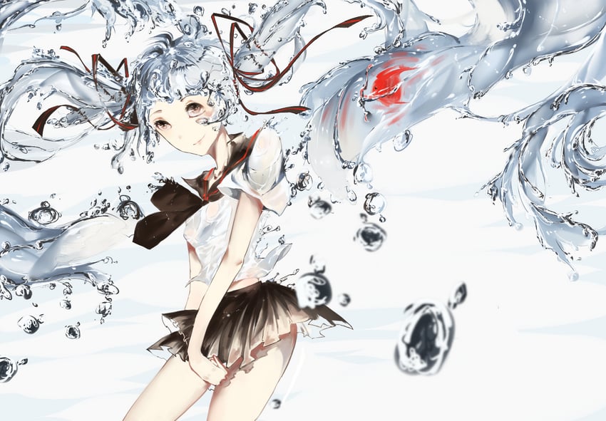 hatsune miku and bottle miku (vocaloid) drawn by f!sher