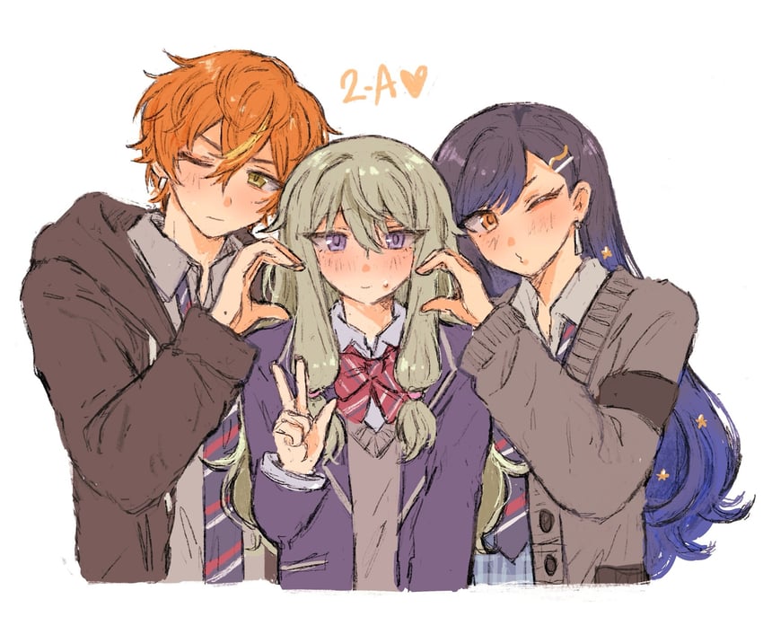 kusanagi nene, shinonome akito, and shiraishi an (project sekai) drawn by sana5353