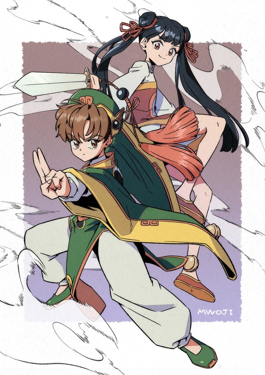 li syaoran and li meiling (cardcaptor sakura) drawn by mwoji