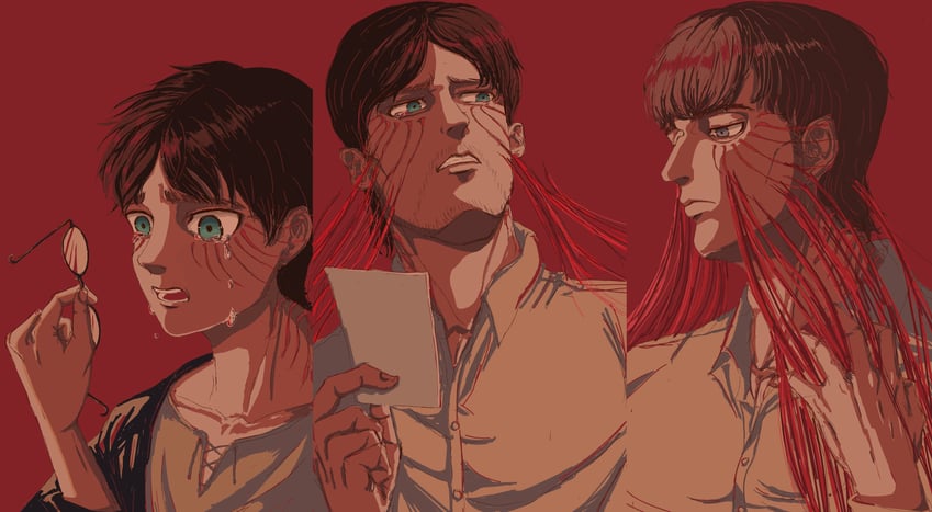 eren yeager, grisha yeager, and eren kruger (shingeki no kyojin) drawn by mimi_(61743952)
