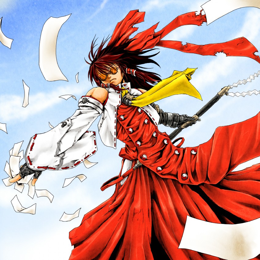 hakurei reimu and vash the stampede (touhou and 1 more) drawn by ledjoker07