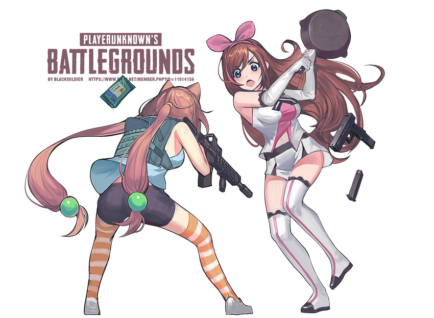 kizuna ai and nekomiya hinata (kizuna ai inc. and 2 more) drawn by black_soldier