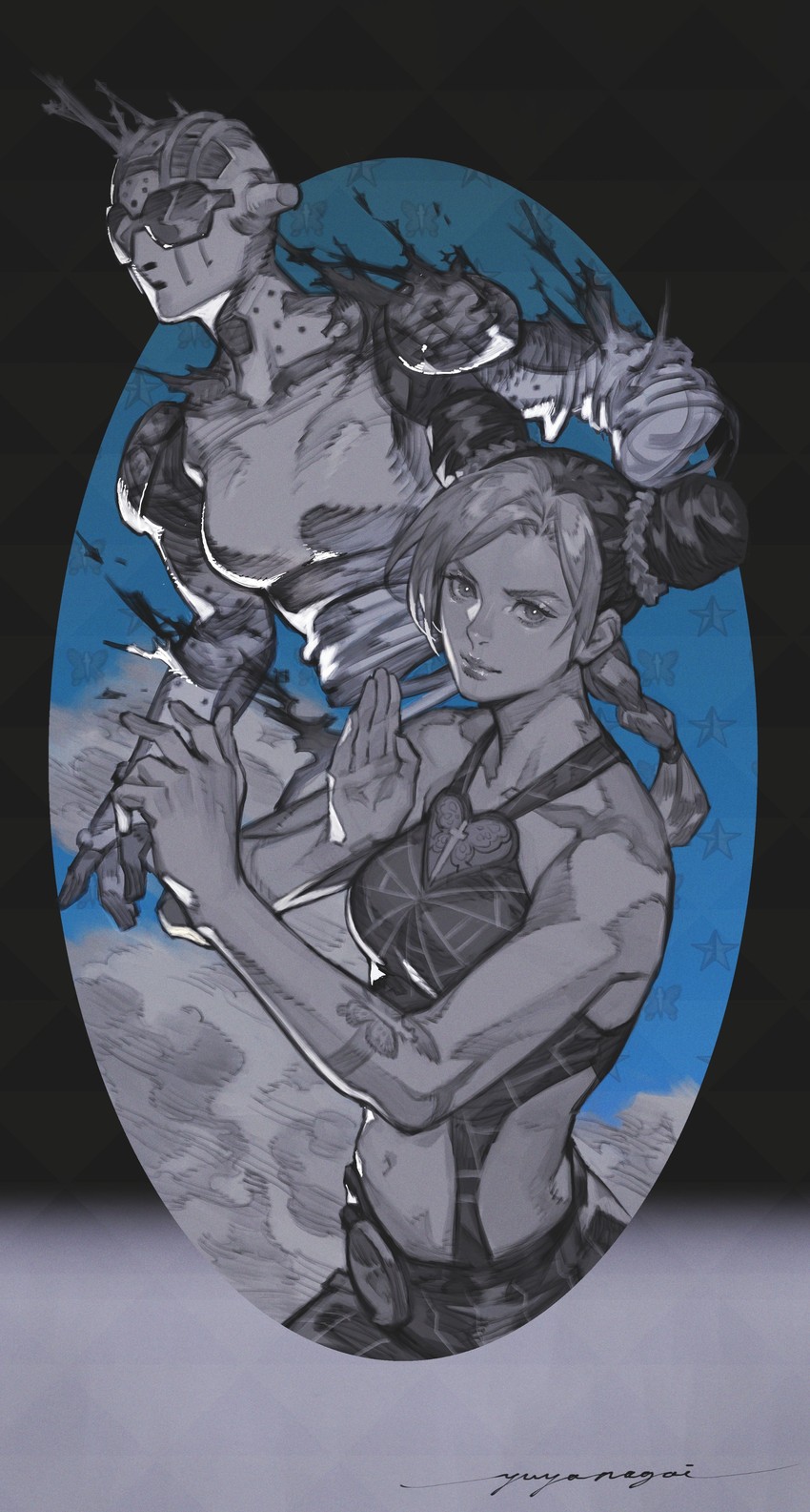 kujo jolyne and stone free (jojo no kimyou na bouken and 1 more) drawn by v8