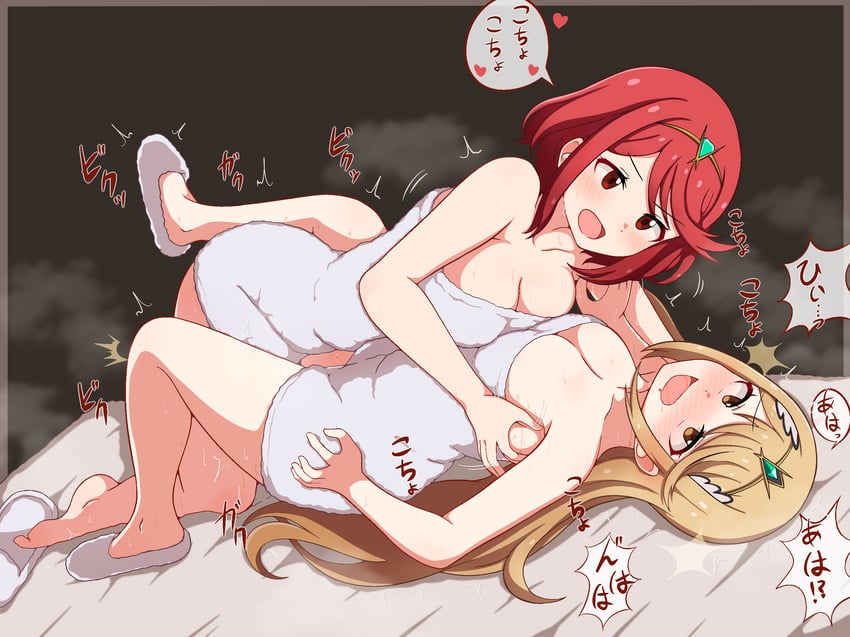 pyra and mythra (xenoblade chronicles and 1 more) drawn by milliani