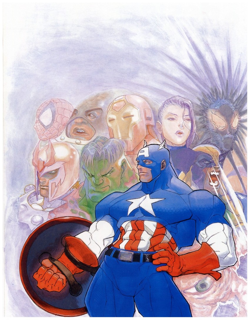 wolverine, spider-man, psylocke, captain america, iron man, and 5 more (marvel and 4 more) drawn by bengus