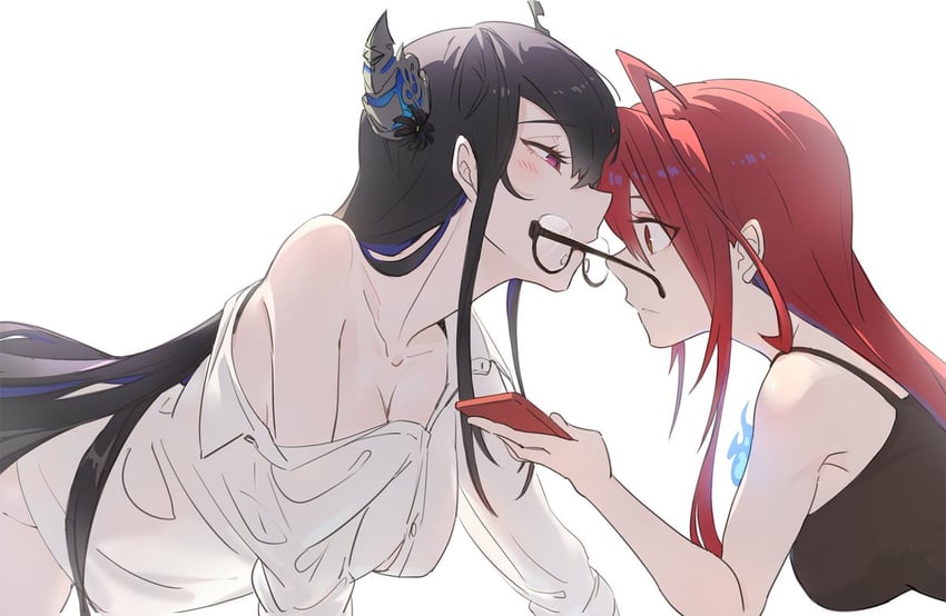 nerissa ravencroft and elizabeth rose bloodflame (hololive and 1 more) drawn by otashishi