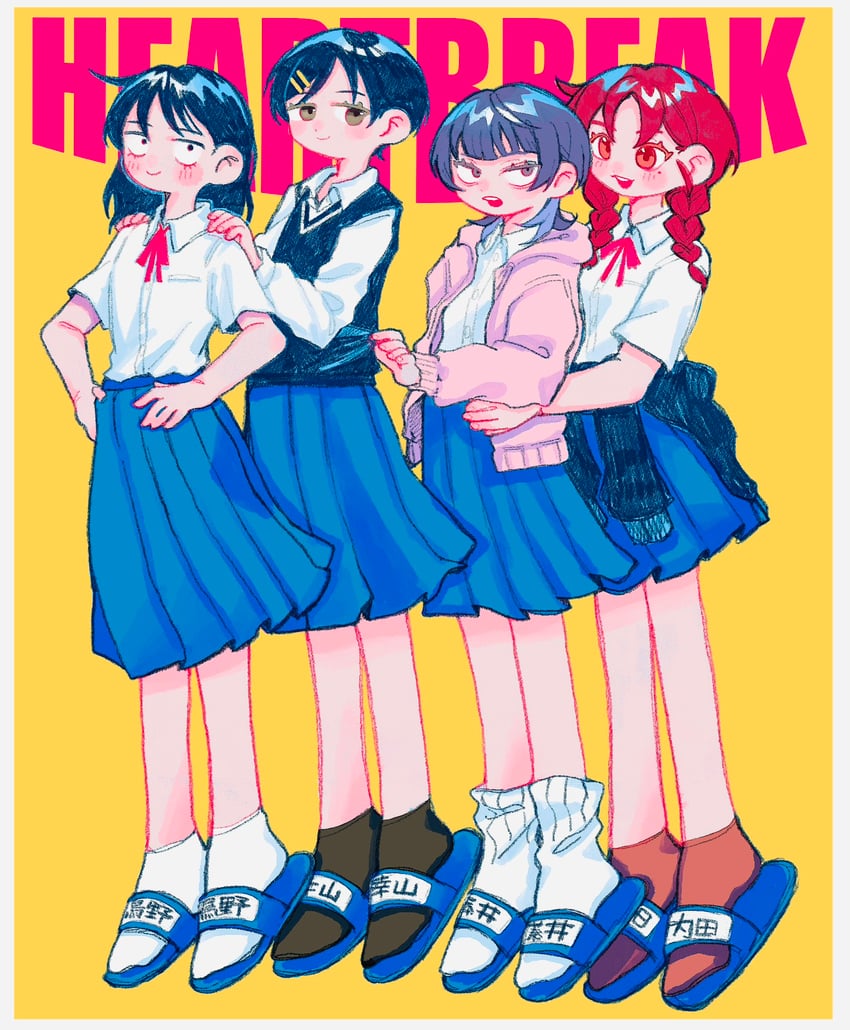hatono chihiro, kouyama rin, fujii ayame, and uchida momo (futsuu no keion-bu) drawn by tsukimi_(lmoookn)