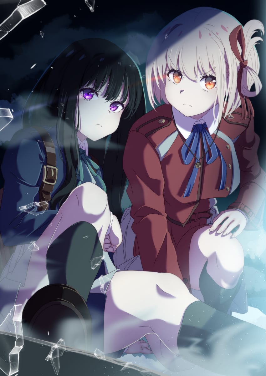 nishikigi chisato and inoue takina (lycoris recoil) drawn by grylls_kuma