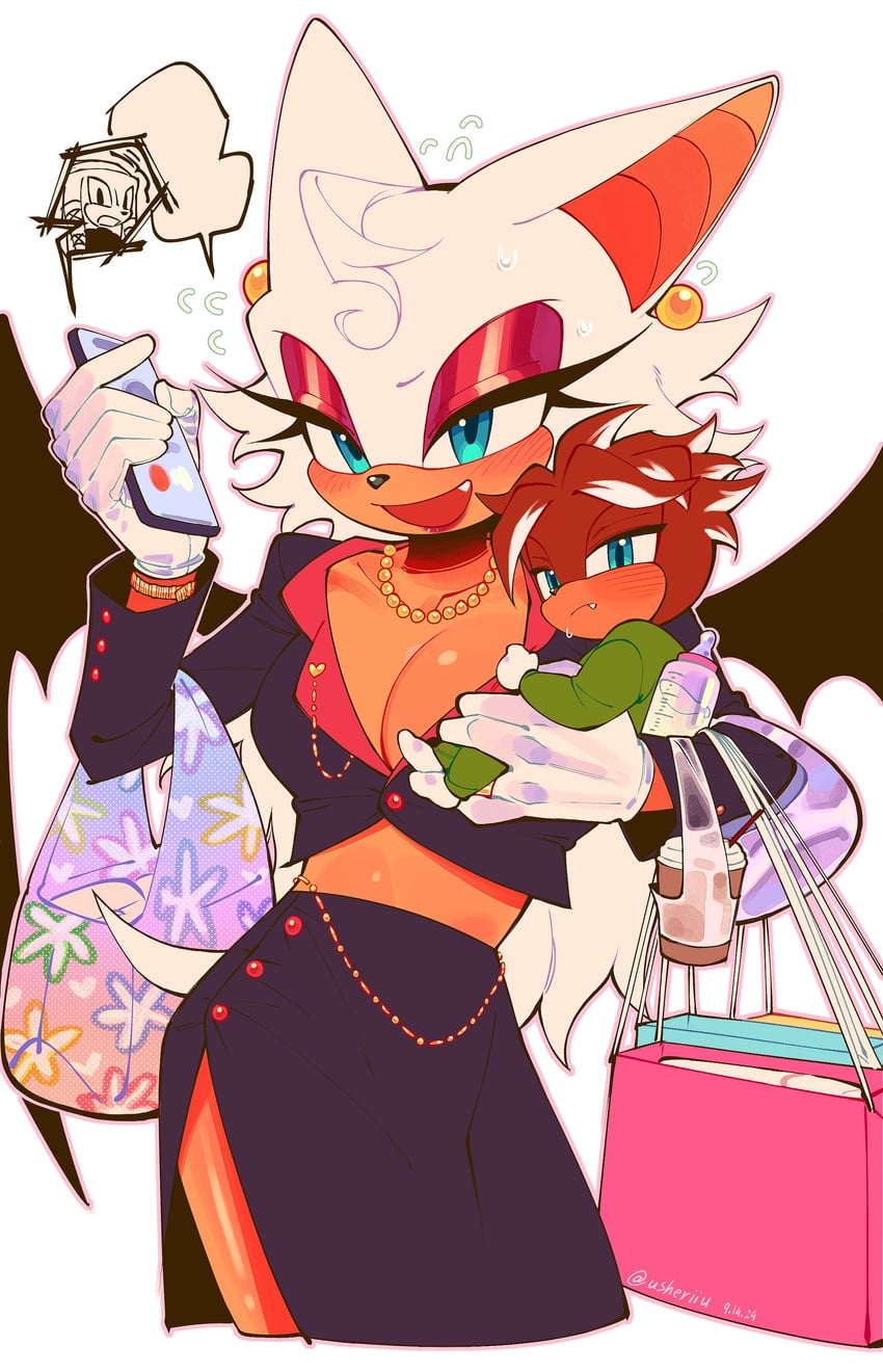 rouge the bat and knuckles the echidna (original and 1 more) drawn by usheriiu