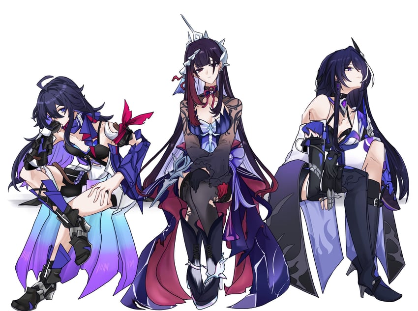 acheron, seele, and hysilens (honkai and 1 more) drawn by choikfu