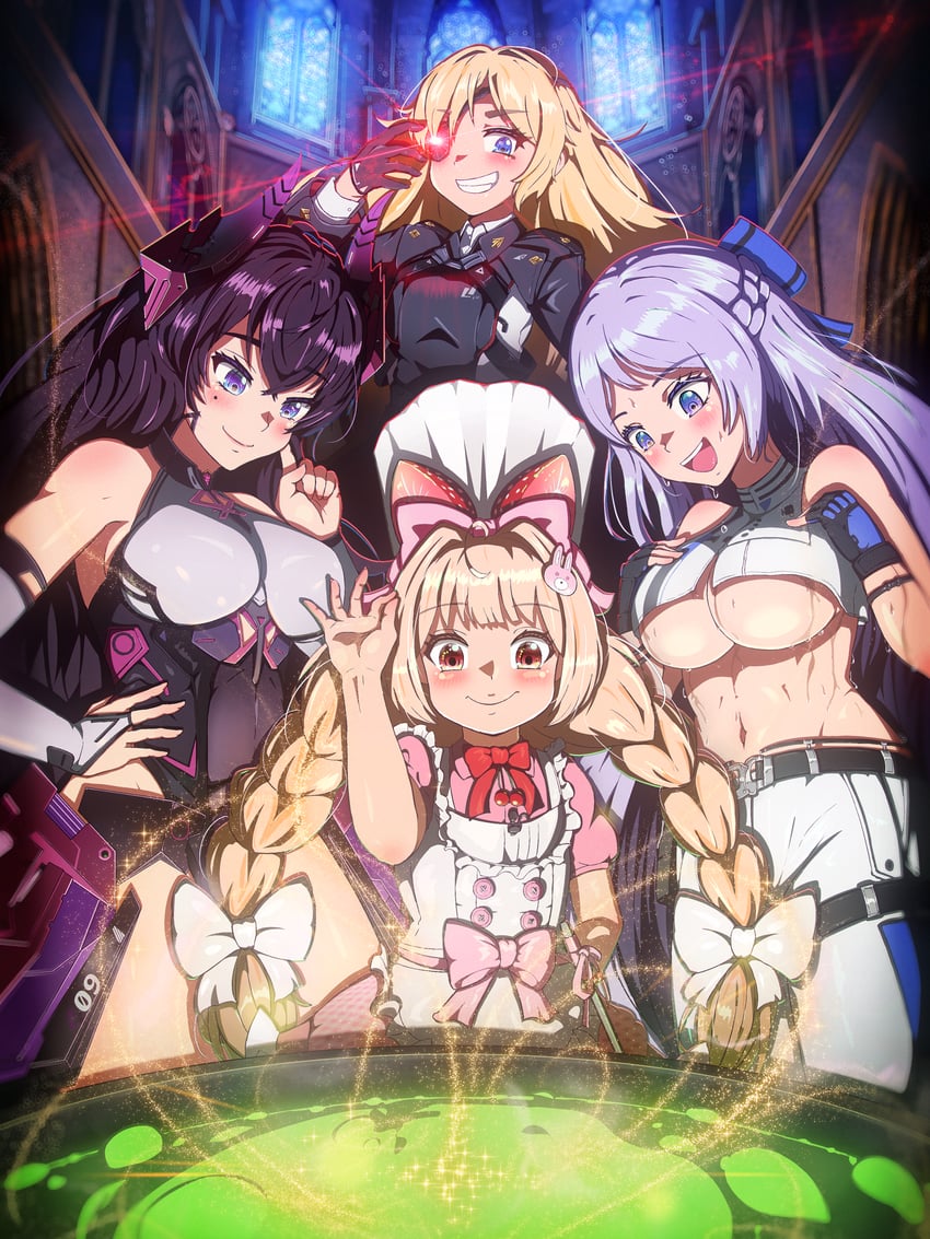 guillotine, folkwang, crust, and harran (goddess of victory: nikke) drawn by dashiziruangeal