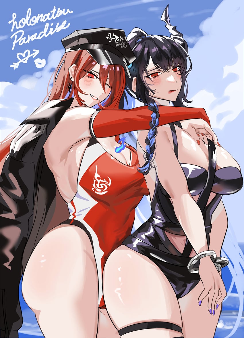 nerissa ravencroft and elizabeth rose bloodflame (hololive and 1 more) drawn by set7