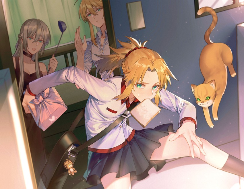 artoria pendragon, mordred, morgan le fay, and saber lion (fate and 3 more) drawn by yorukun