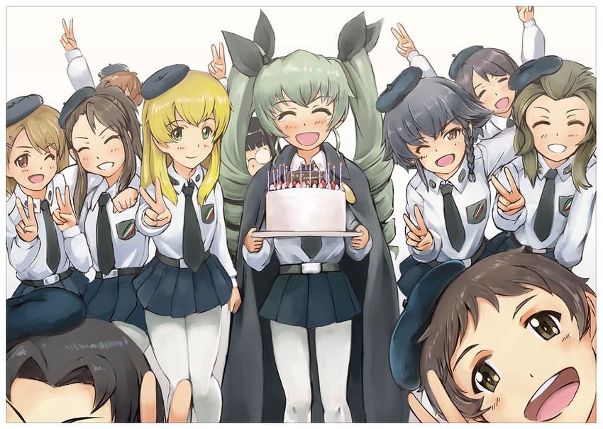 anchovy, pepperoni, carpaccio, panettone, and gelato (girls und panzer) drawn by solokov_(okb-999)