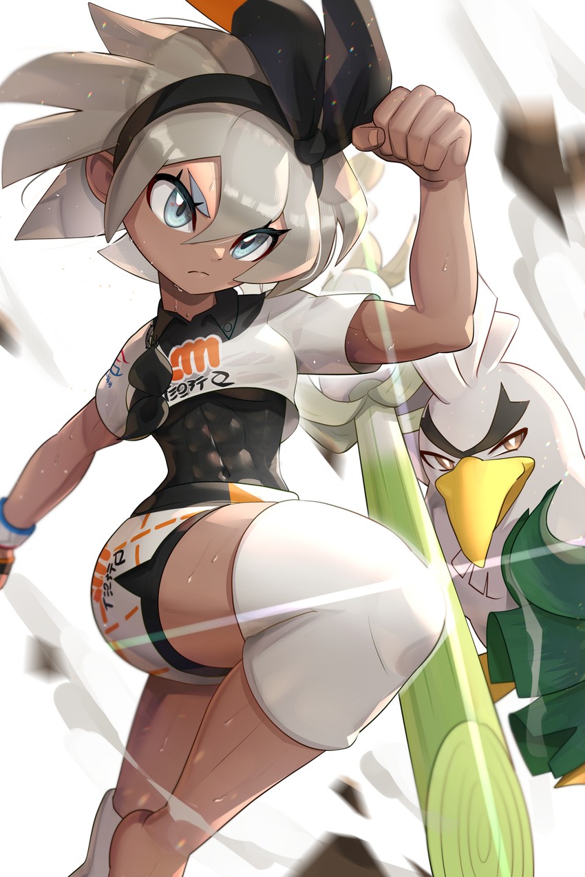 bea and sirfetch'd (pokemon and 1 more) drawn by gonzarez