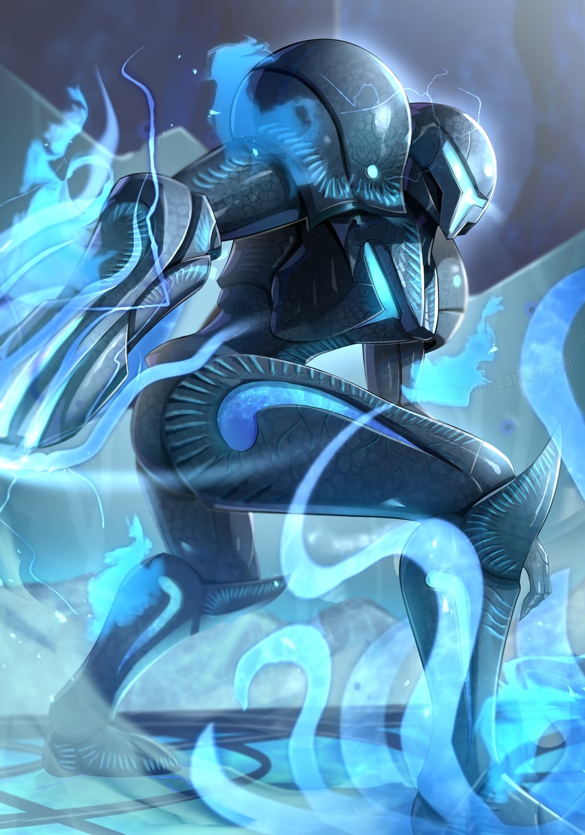 dark samus (metroid and 1 more) drawn by gonzarez