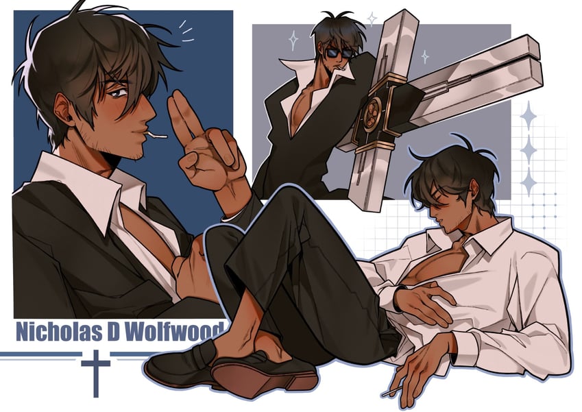 nicholas d. wolfwood (trigun and 1 more) drawn by dekazeze