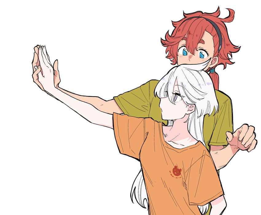 suletta mercury and miorine rembran (gundam and 1 more) drawn by kyouno