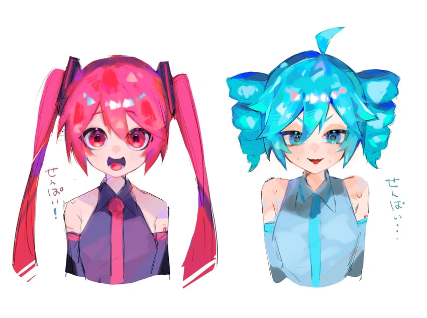 hatsune miku and kasane teto (vocaloid and 1 more) drawn by n._(plaw_01)