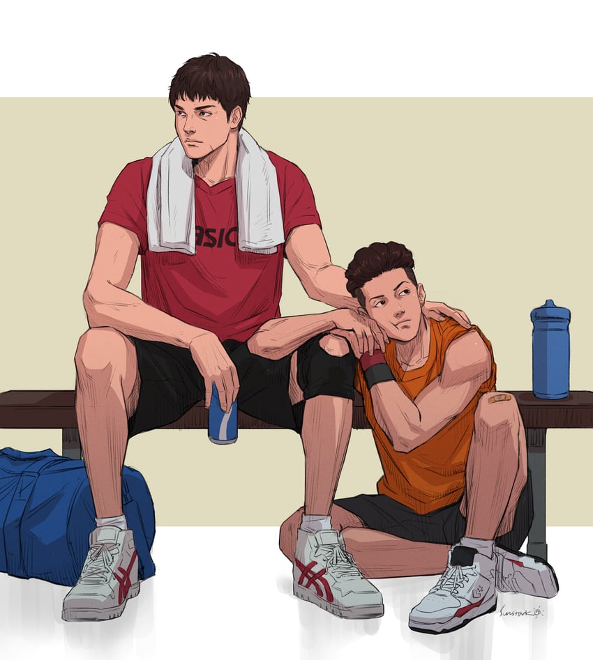 miyagi ryouta and mitsui hisashi (slam dunk) drawn by sun_stark