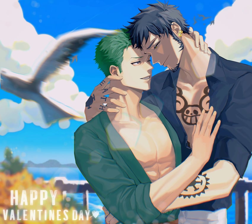 roronoa zoro and trafalgar law (one piece) drawn by fulenimenle