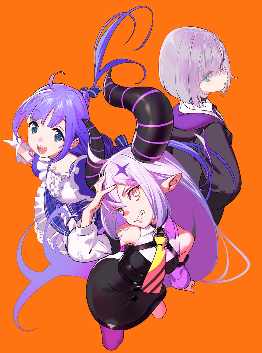 la+ darknesss, kaga sumire, and yuuki chihiro (hololive and 3 more) drawn by pako_(pakosun)