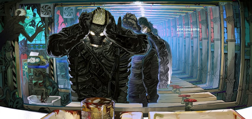 aikawa, caiman, and kai (dorohedoro) drawn by nano_(c175311)