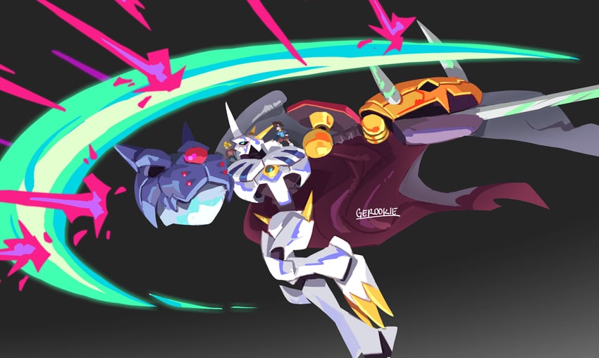 yagami taichi, ishida yamato, and omegamon (digimon and 2 more) drawn by gero_rivera
