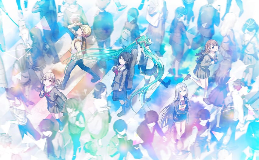 hatsune miku, yoisaki kanade, tenma tsukasa, azusawa kohane, hanasato minori, and 1 more (vocaloid and 1 more) drawn by colorful_palette