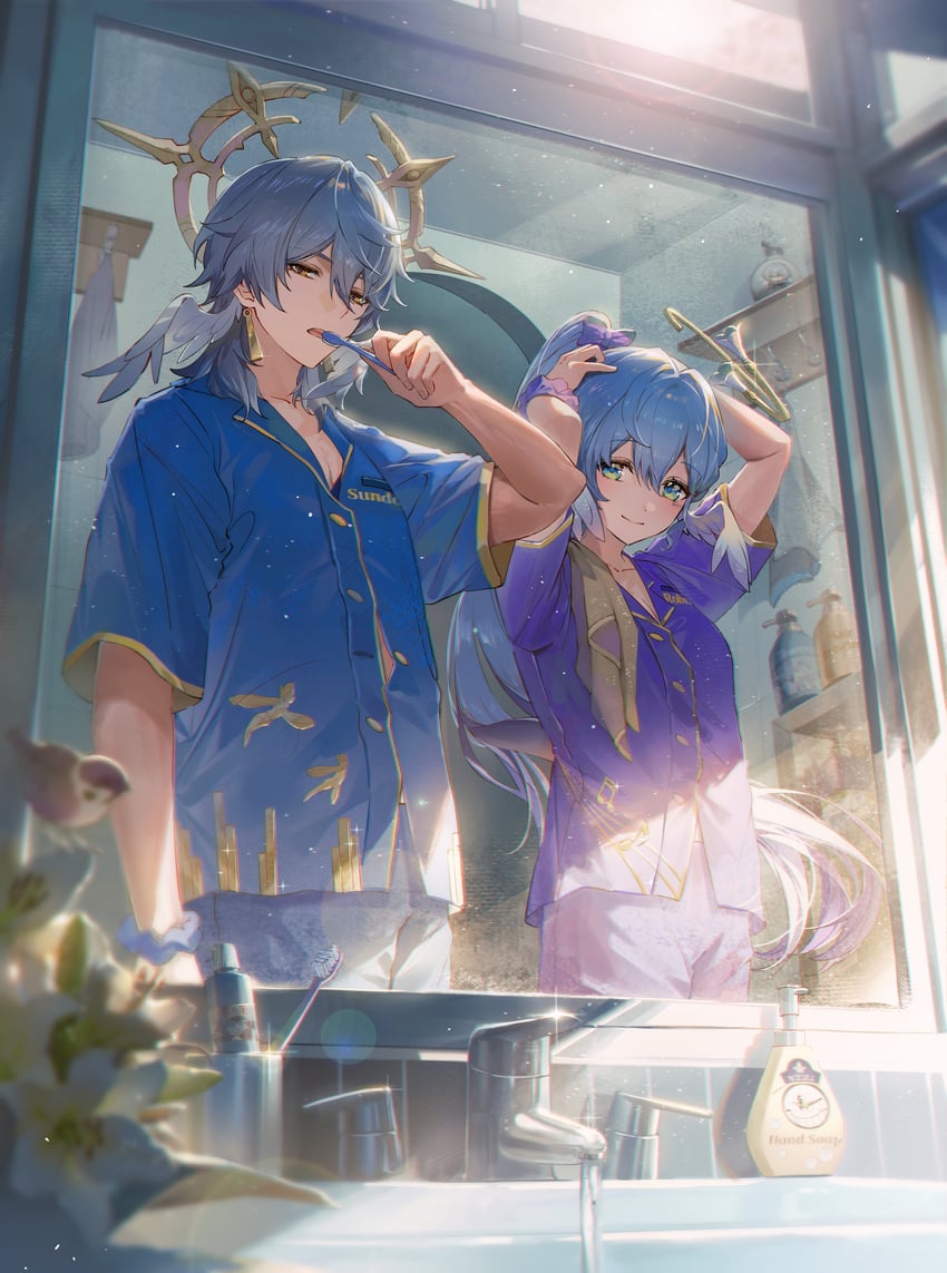 robin and sunday (honkai and 1 more) drawn by isobe47