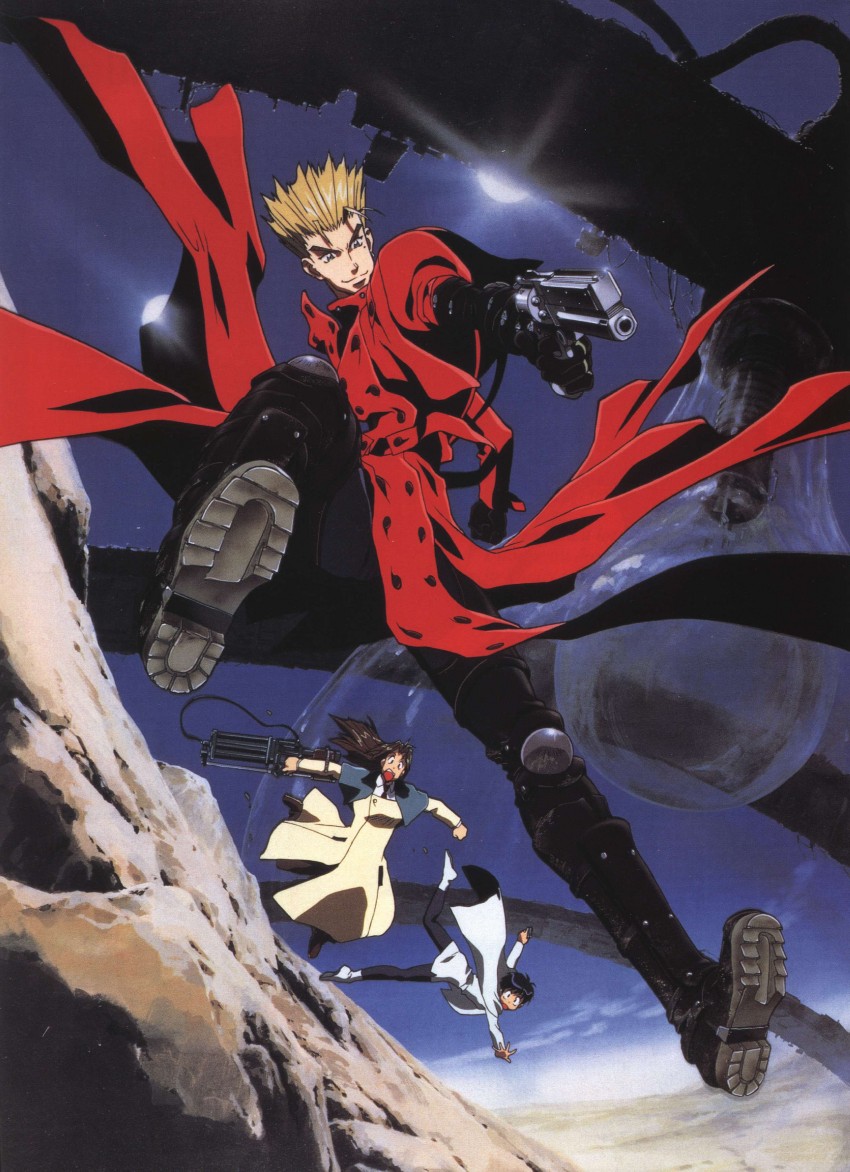 vash the stampede, meryl stryfe, and milly thompson (trigun) drawn by yoshimatsu_takahiro