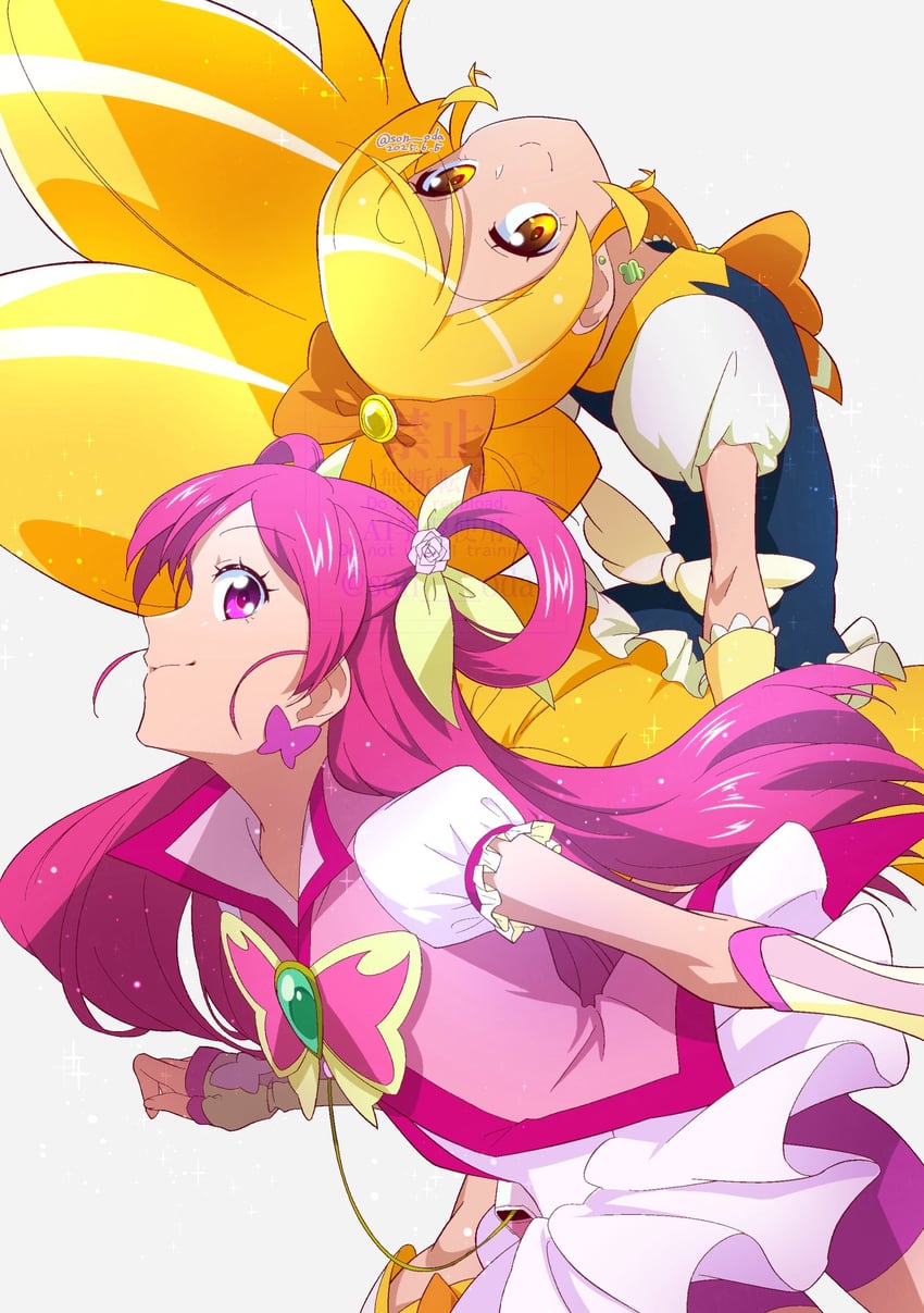 yumehara nozomi, oomori yuuko, cure dream, and cure honey (precure and 2 more) drawn by wasa7subi