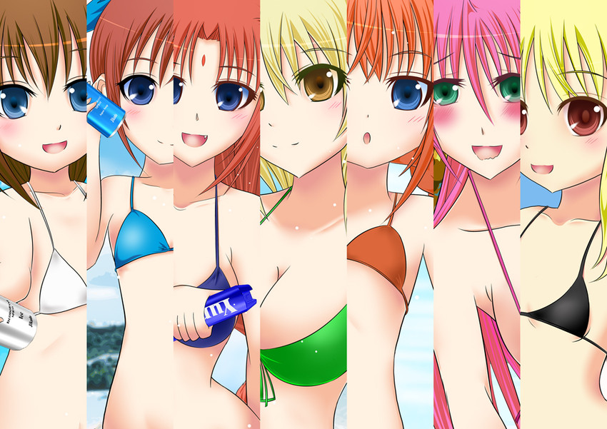 fate testarossa, takamachi nanoha, yagami hayate, vita, signum, and 2 more (lyrical nanoha and 2 more) drawn by chelsea_masa