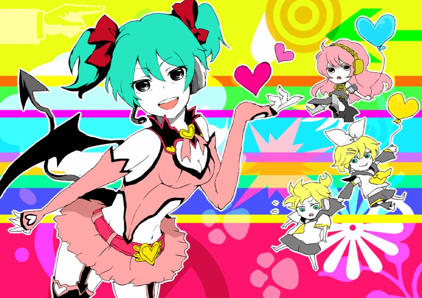 hatsune miku, kagamine rin, kagamine len, and megurine luka (vocaloid and 1 more) drawn by hashima_(18-27-38)