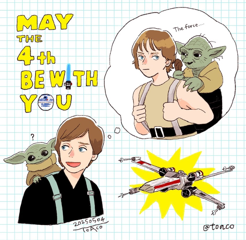 luke skywalker and yoda (star wars and 2 more) drawn by toaco