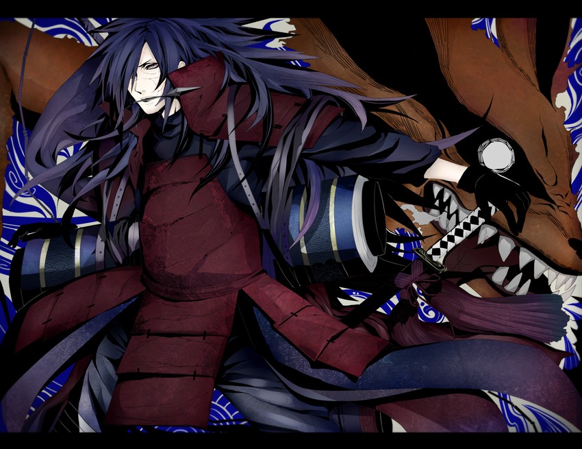 uchiha madara and kurama (naruto and 1 more) drawn by mollo