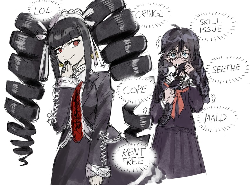 celestia ludenberg and fukawa toko (danganronpa and 1 more) drawn by woogleboy