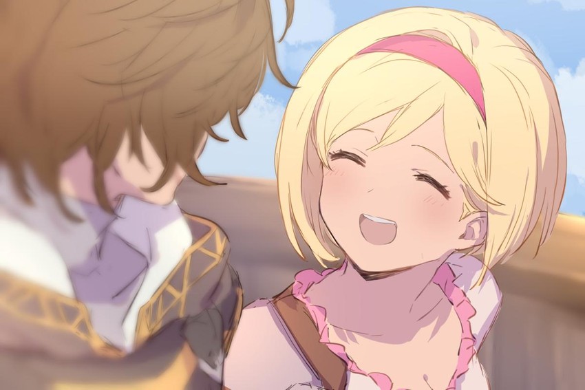 djeeta, sandalphon, and fighter (granblue fantasy) drawn by mire_eeeei