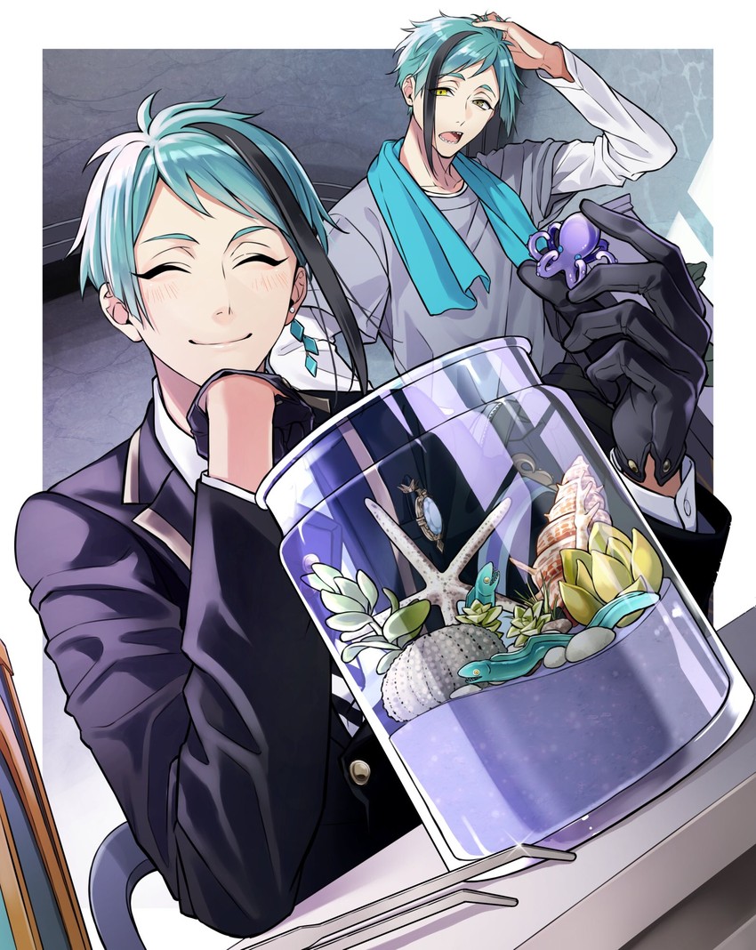 floyd leech and jade leech (twisted wonderland) drawn by natsuko_(bluecandy)