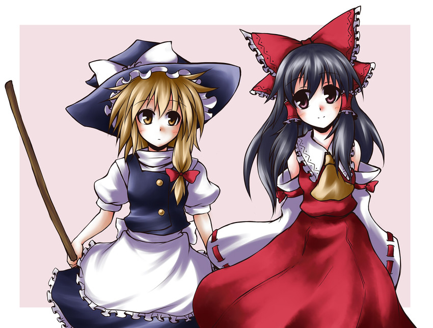 hakurei reimu and kirisame marisa (touhou) drawn by mochizuki_ado