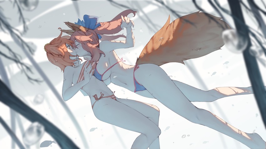 fujimaru ritsuka, tamamo, and tamamo no mae (fate and 1 more) drawn by rou_(rou22)