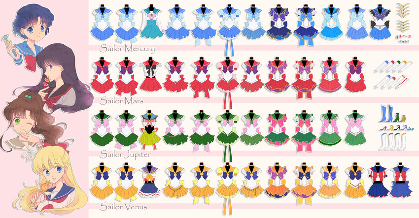 mizuno ami, aino minako, hino rei, kino makoto, sailor mercury, and 9 more (bishoujo senshi sailor moon and 4 more) drawn by saki_(hxaxcxk)