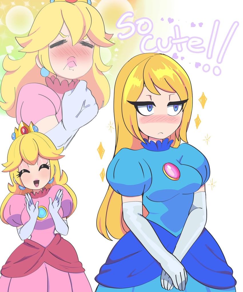 princess peach and samus aran (mario and 1 more) drawn by bbycheese