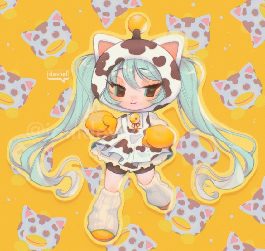 hatsune miku and peepy (vocaloid and 1 more) drawn by iamdeviiel