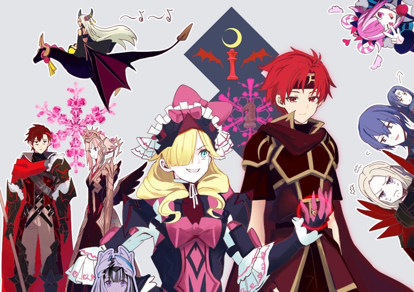 edelgard von hresvelg, hortensia, diamant, zelestia, marni, and 4 more (fire emblem and 6 more) drawn by shoochiku_bai