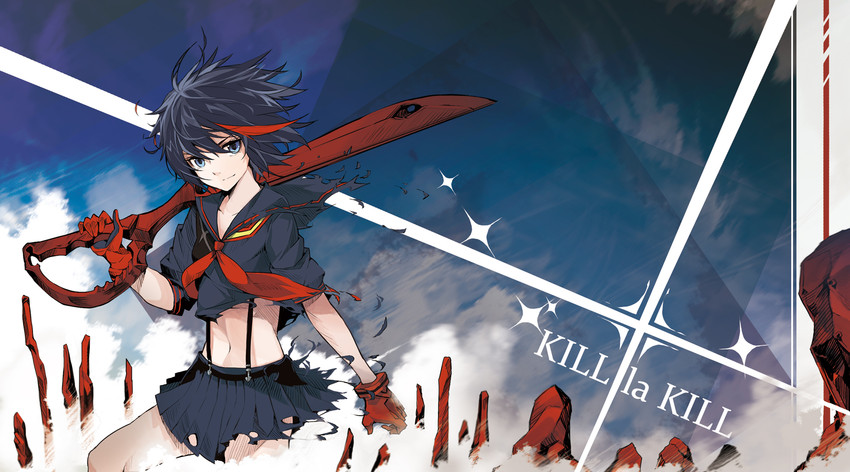 matoi ryuuko and senketsu (kill la kill) drawn by tokiti