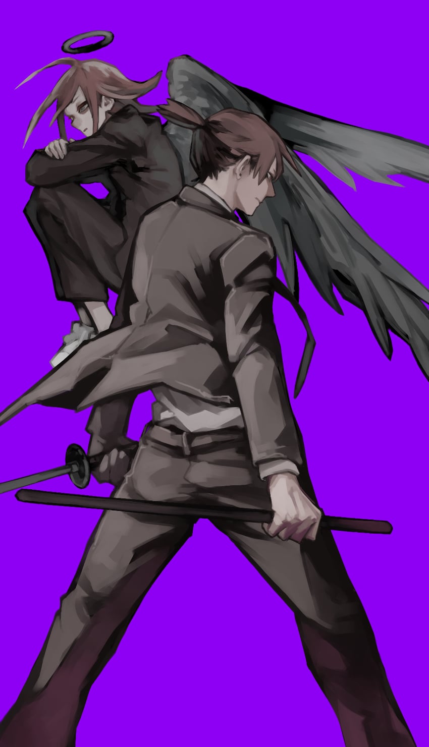 hayakawa aki and angel devil (chainsaw man) drawn by nakano_(2_mannaka)
