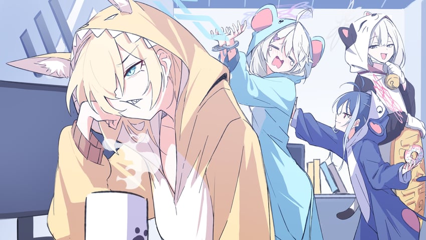 kanna, fubuki, kirino, and konoka (blue archive) drawn by mmhomm