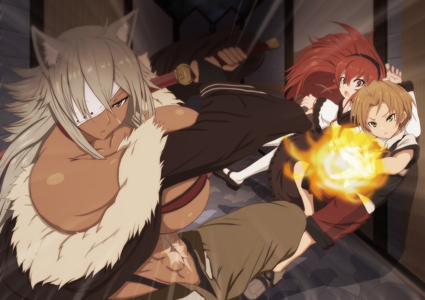 eris greyrat, rudeus greyrat, and ghislaine dedoldia (mushoku tensei) drawn by pepejii