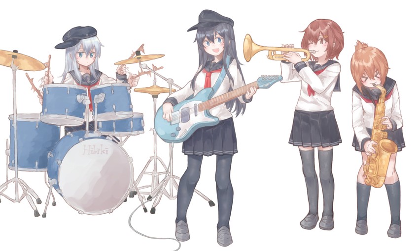 hibiki, inazuma, ikazuchi, and akatsuki (kantai collection) drawn by az_toride